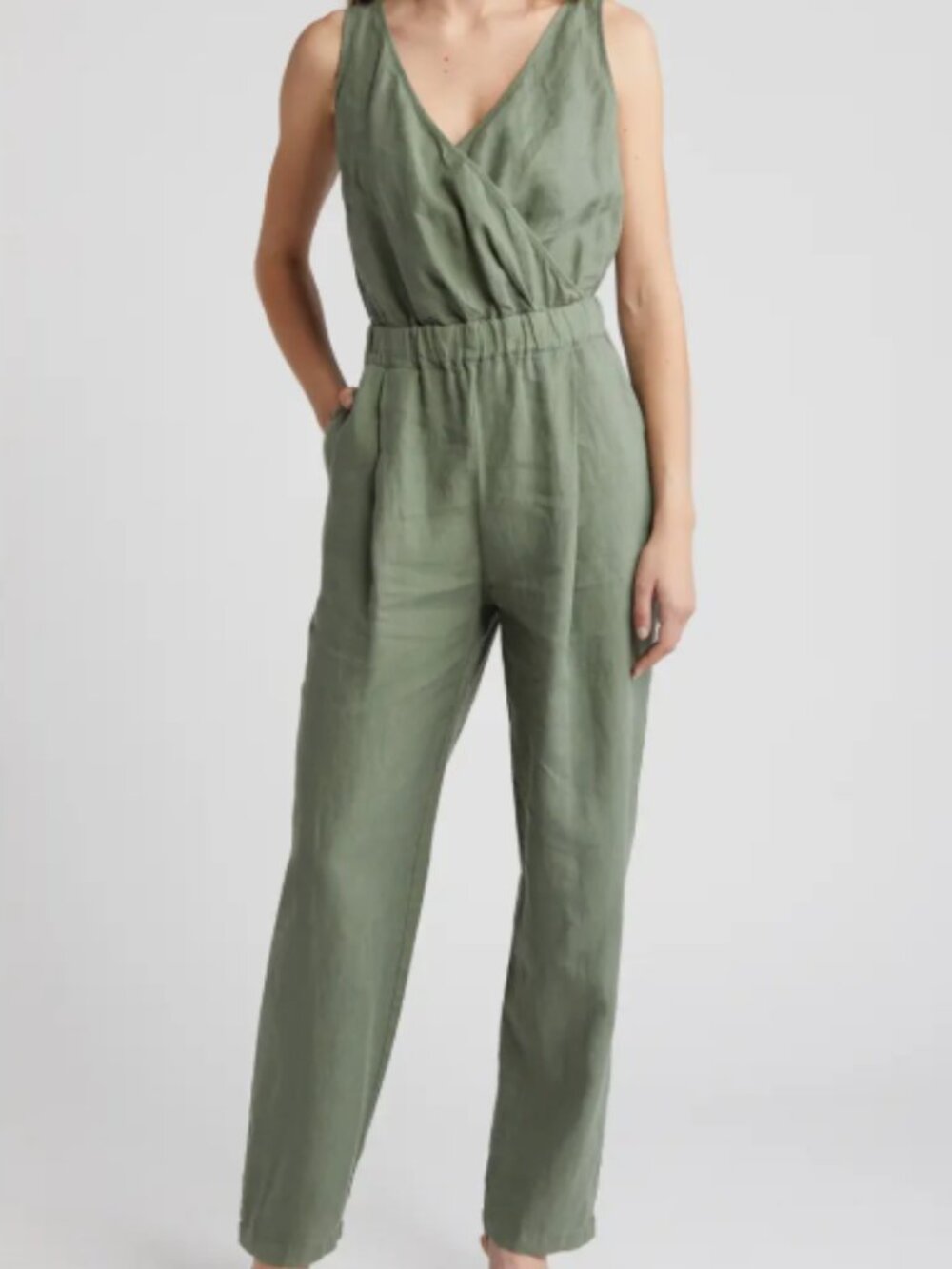 Nation LTD 100% Kiara Sleeveless Linen Womens M Olive sea spray green NWT